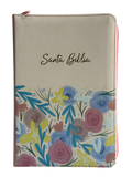 Biblia RVR60 Manual Letra Grande Beige Flores con Cierre e Índice