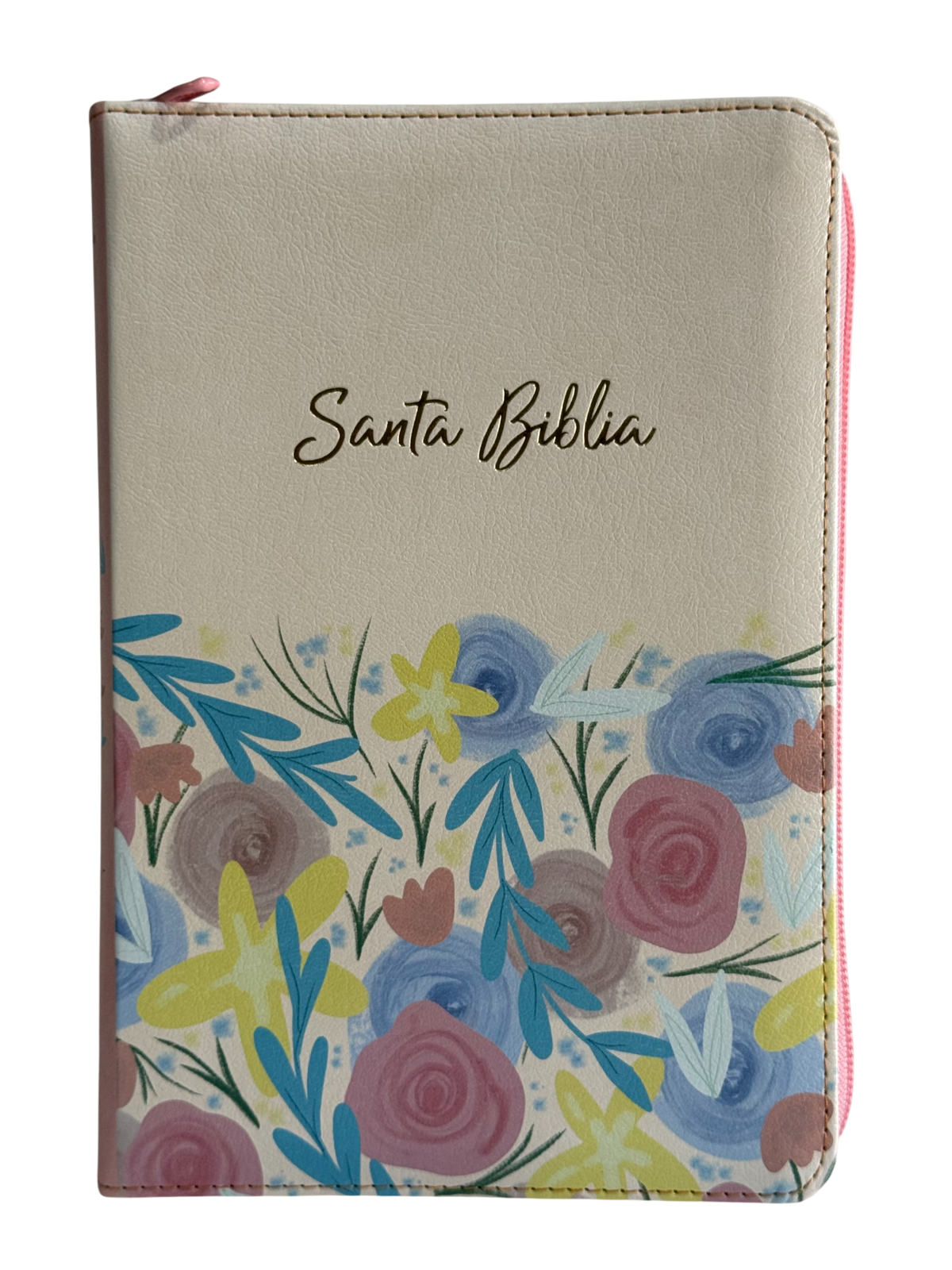 Biblia RVR60 Manual Letra Grande Beige Flores con Cierre e Índice