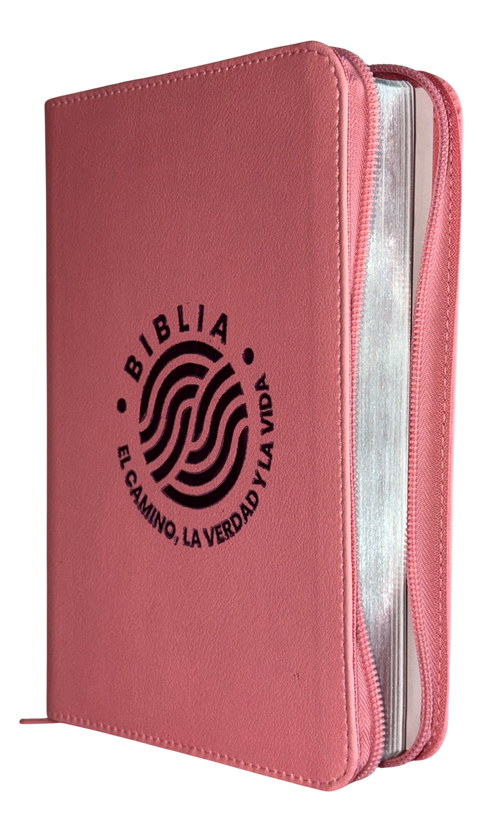Biblia El Camino, La Verdad y La Vida RVR60 Letra Grande Rosa con Cierre y Código QR