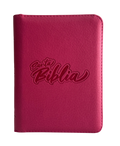 Biblia RVR60 Manual Símil Piel Fucsia con Cierre, Canto Blanco