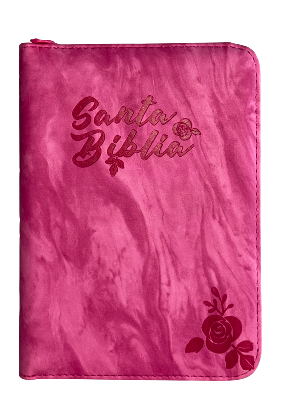 Biblia RVR 1960, Mediana, Fucsia Acuarela, Canto Plateado, Índice, Cierre, QR