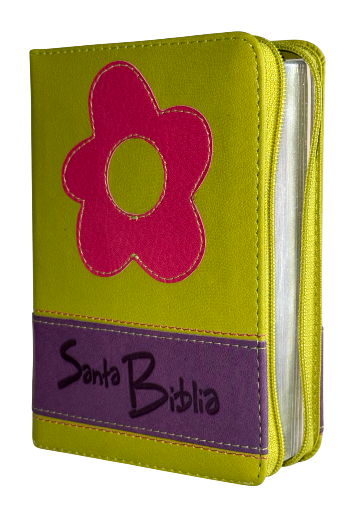 Biblia RVR60 046 Verde/Fucsia con Cierre, QR y Concordancia