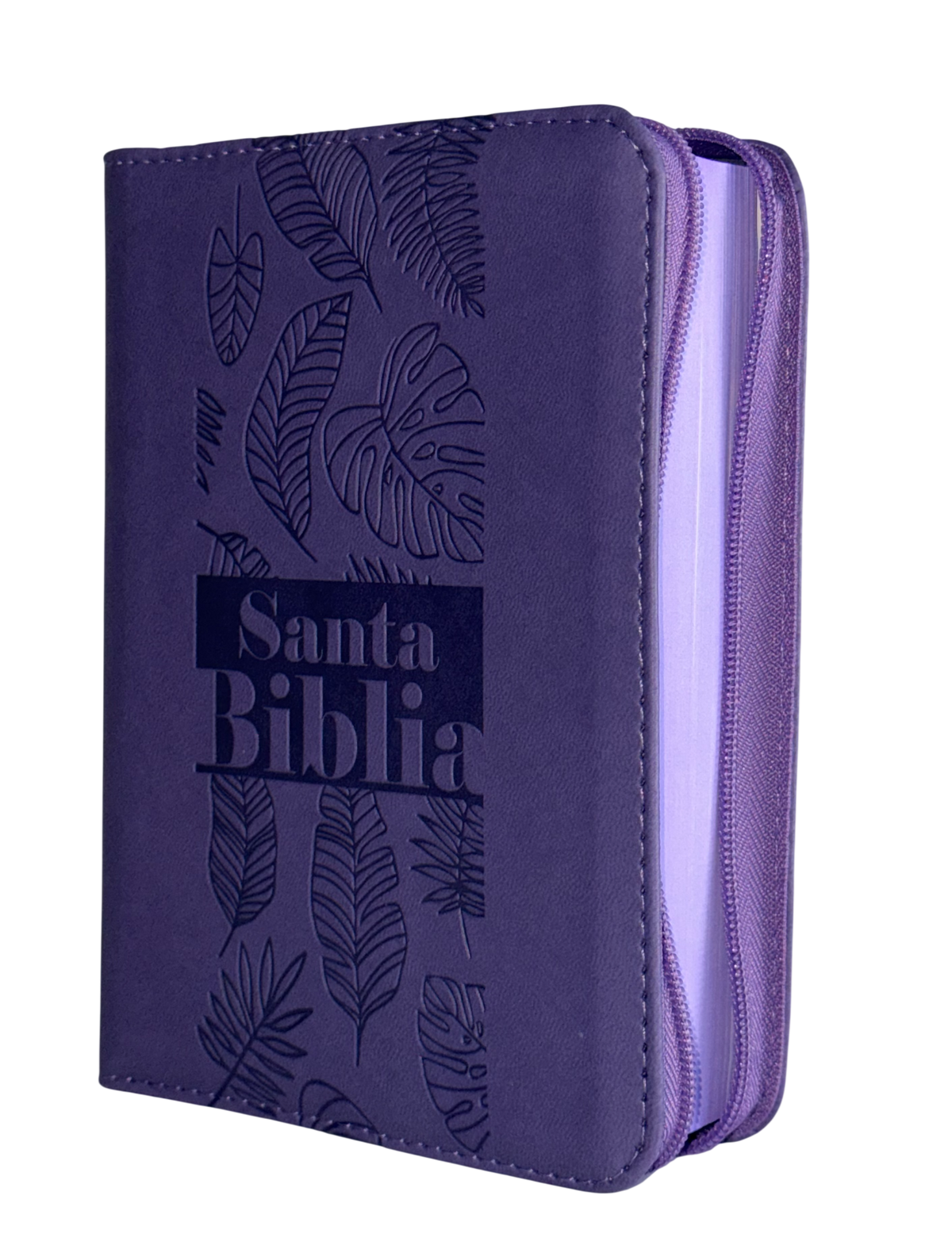 Biblia RVR60 Letra Grande Símil Piel Lila con Cierre, Canto Pintado
