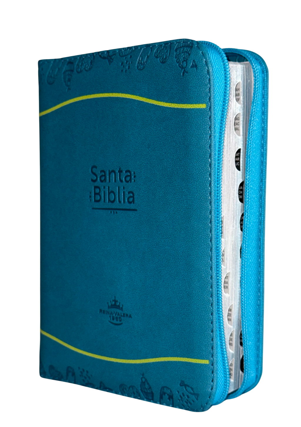 Biblia RVR60 Chica Letra Mediana Azul/Amarillo con Cierre, Índice, Concordancia y QR