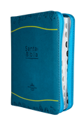 Biblia RVR60 Chica Letra Mediana Azul/Amarillo con Cierre, Índice, Concordancia y QR