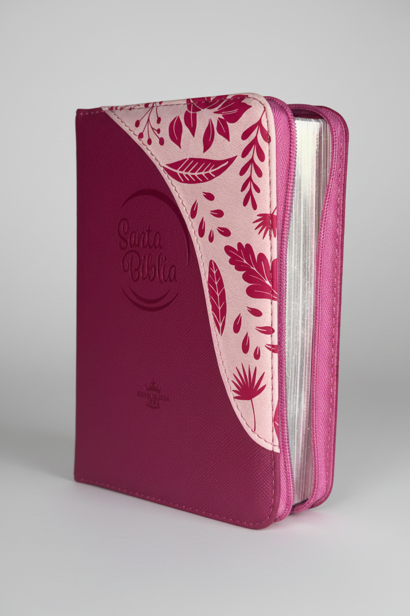 Biblia RVR60 Manual Letra Grande Fucsia/Rosa con Cierre, Concordancia y Código QR