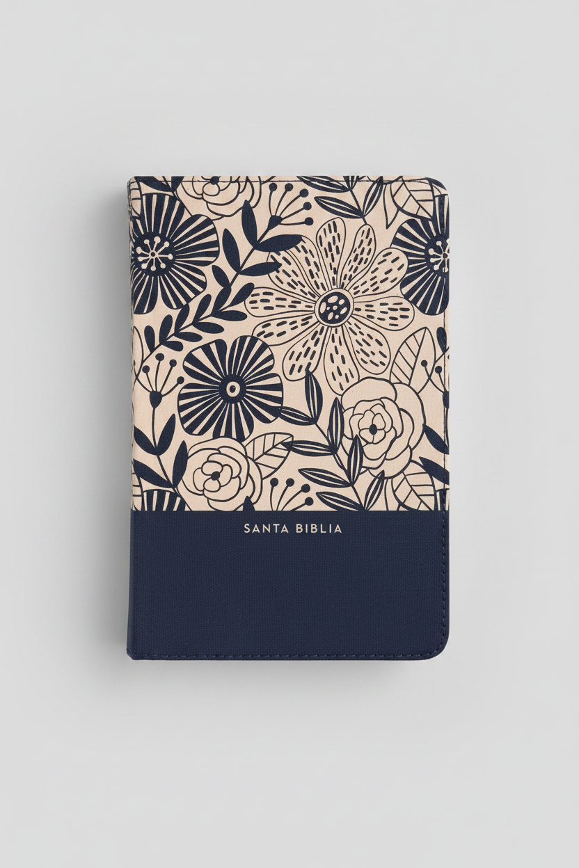 Biblia RVR60 Compacta Letra Grande Tapa Dura/Tela Azul Floral