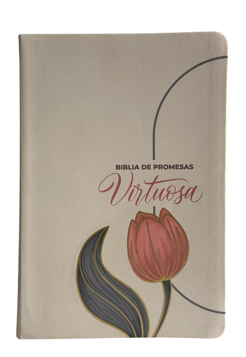 Biblia de Promesas RVR60 Virtuosa Letra Gigante Piel Especial Rosa/Blanco