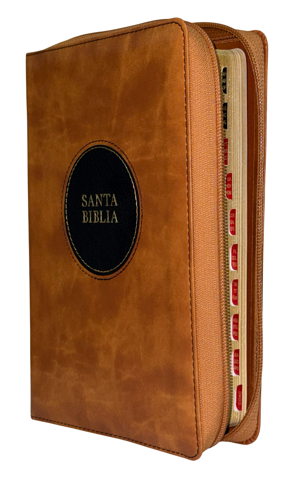 Biblia RVR60 Manual Letra Grande Símil Piel Marrón/Caoba con Índice y Cierre