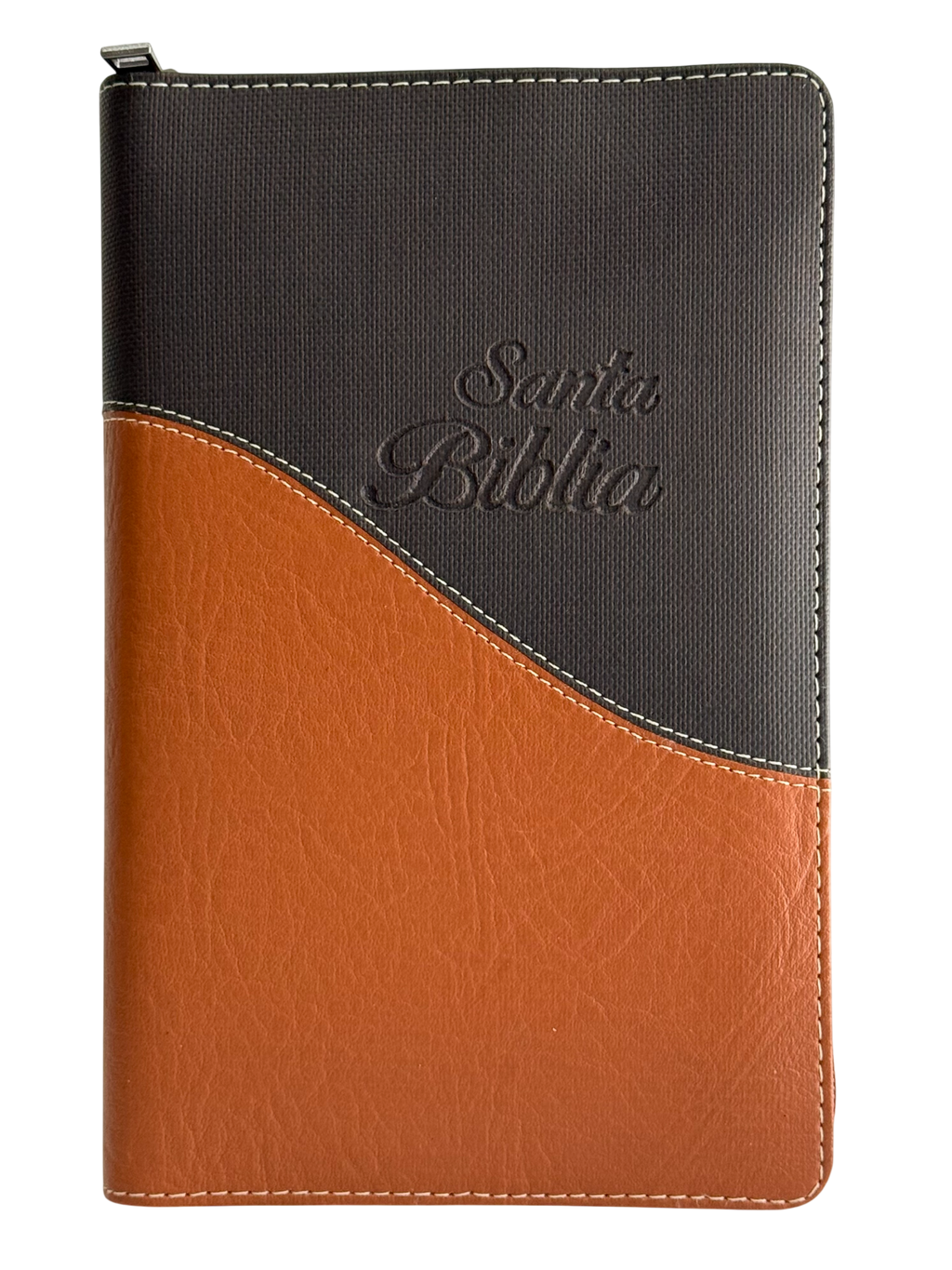 Biblia NVI Letra Gigante Bicolor Café/Naranja con Cierre e Índice
