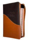 Biblia NVI Letra Gigante Bicolor Café/Naranja con Cierre e Índice