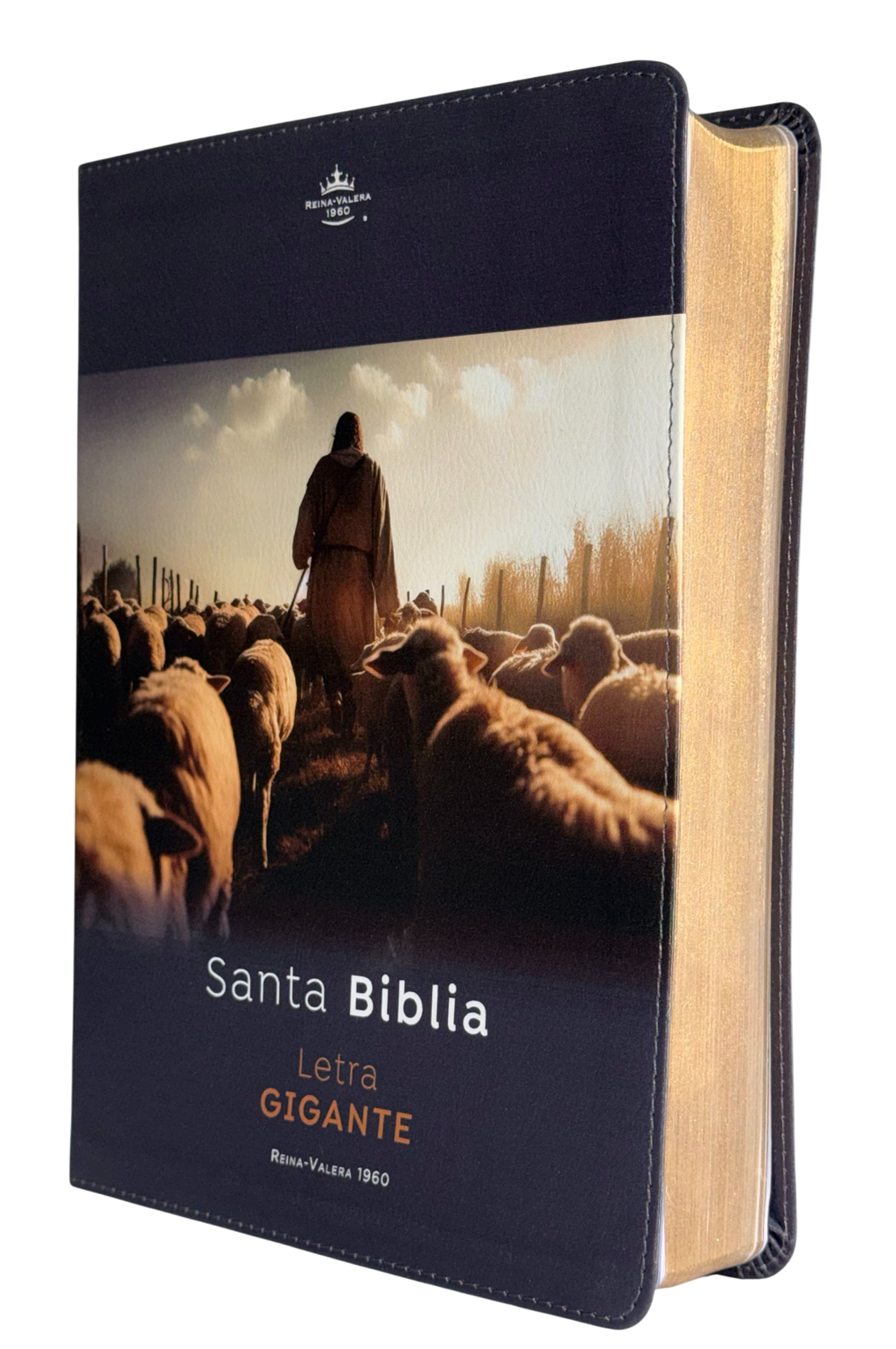 Biblia RVR60 Letra Gigante "El Buen Pastor" Negro Símil Piel