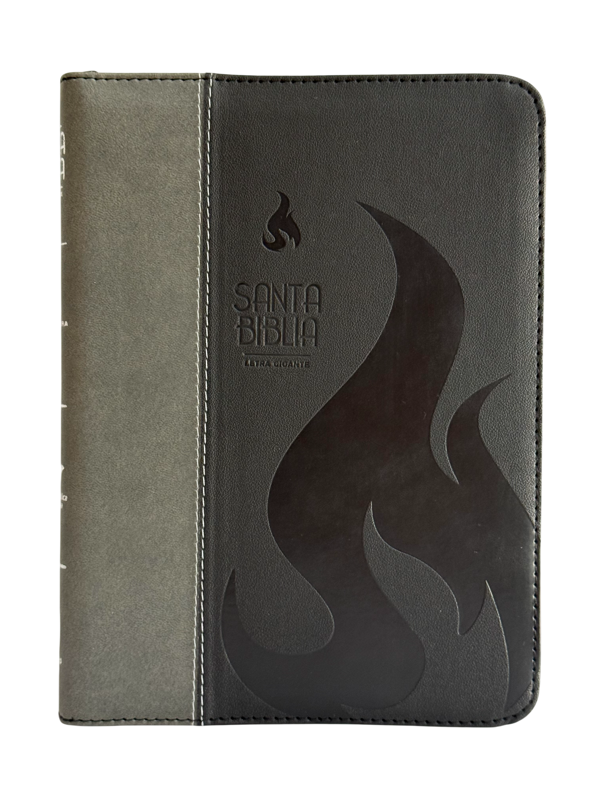 Biblia RVR60 Letra Gigante Negro/Gris Llama con Cierre e Índice, Código QR
