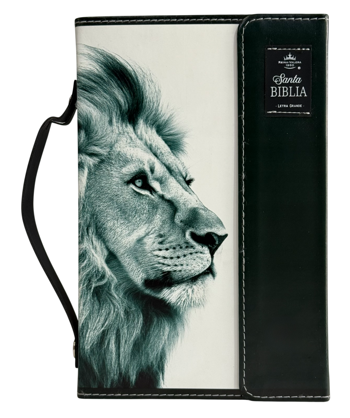 Biblia RVR60 Exquisita León de Judá con Manija y Broche Imán, Negro