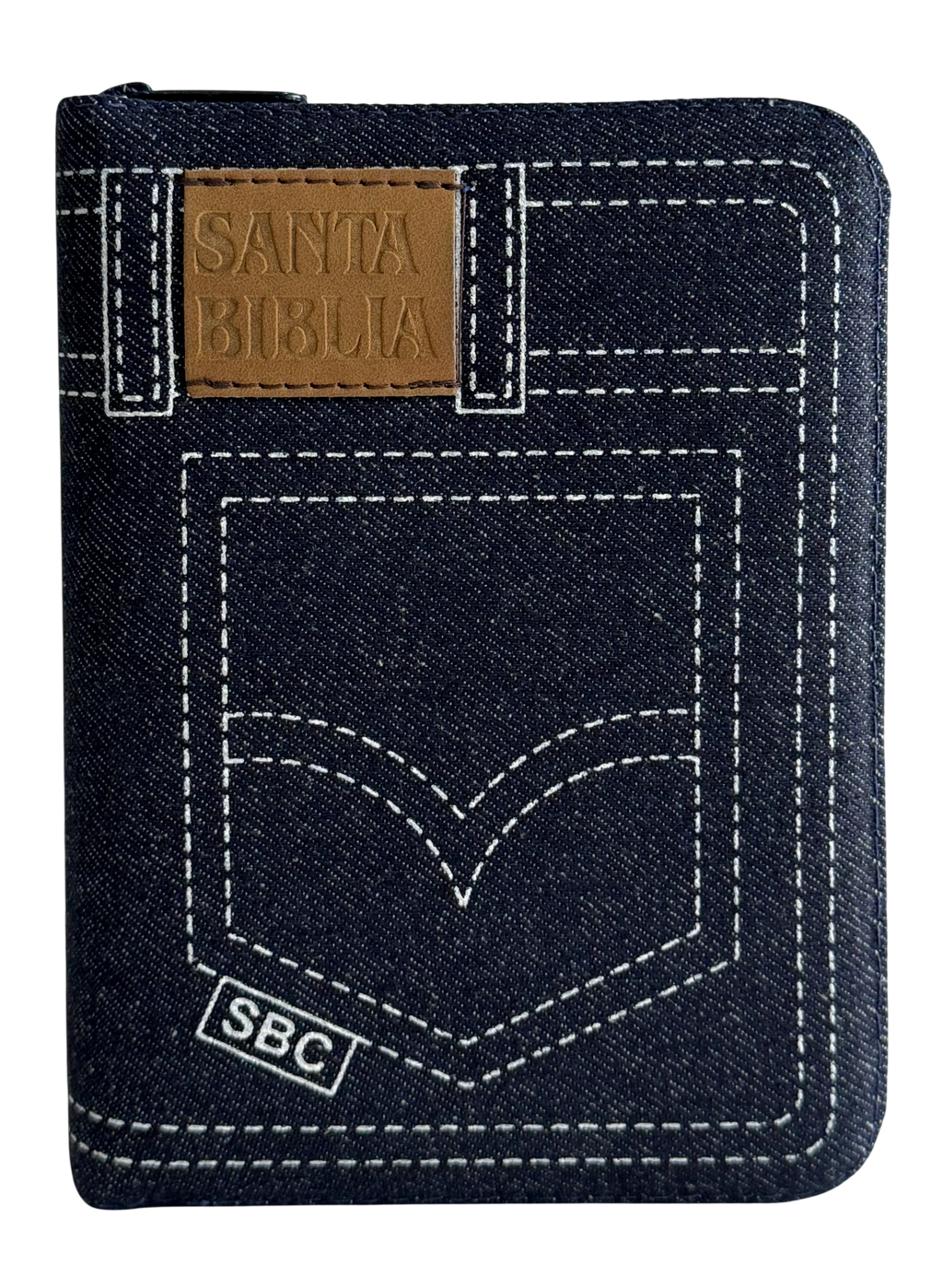 Biblia Reina Valera 1960, Tamaño Bolsillo, Letra Chica, Mezclilla/Jeans Azul, con Cierre