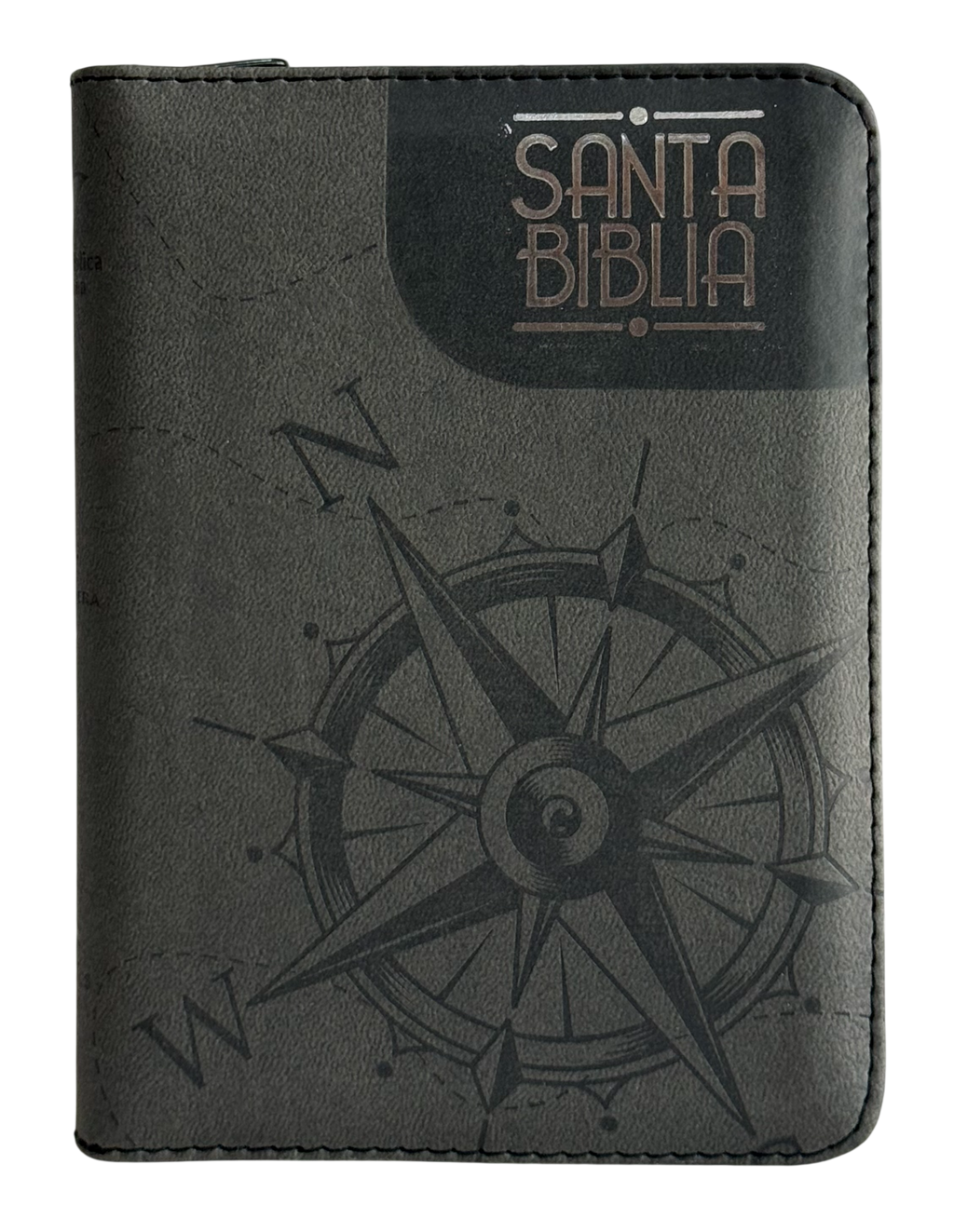 Biblia RVR 1960, Bolsillo, Brújula, Letra Chica, Gris, con Índice, Cierre, QR