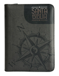 Biblia RVR 1960, Bolsillo, Brújula, Letra Chica, Gris, con Índice, Cierre, QR