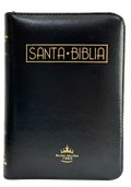 Biblia Reina Valera 1960 Chica Letra Mediana Negra con Canto Dorado y Ayudas QR