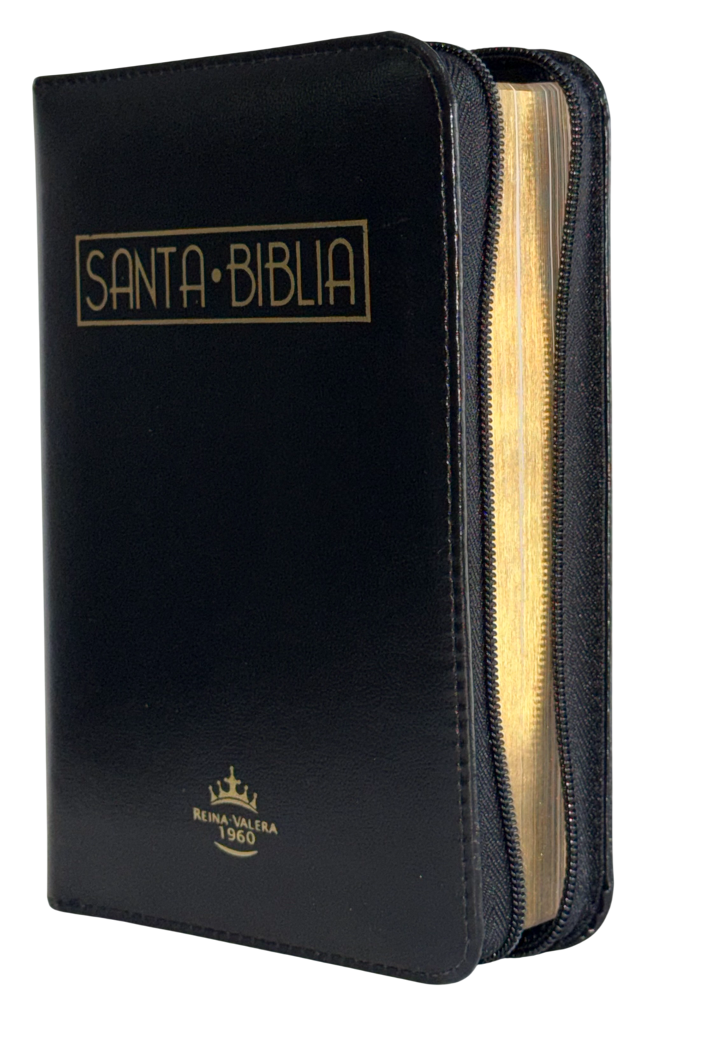 Biblia Reina Valera 1960 Chica Letra Mediana Negra con Canto Dorado y Ayudas QR