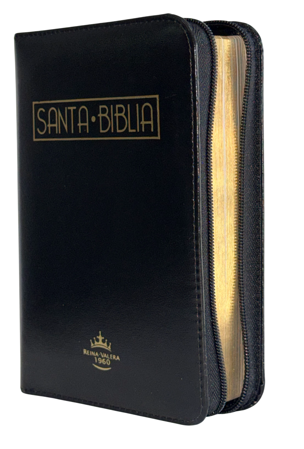 Biblia Reina Valera 1960 Chica Letra Mediana Negra con Canto Dorado y Ayudas QR