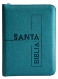 Biblia Reina Valera 1960 Letra Mediana Azul Jade con Cierre, Canto Blanco y Ayudas QR