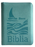 Biblia RVR 1960, Letra Grande 11 pts, Agua Marina, con Cierre