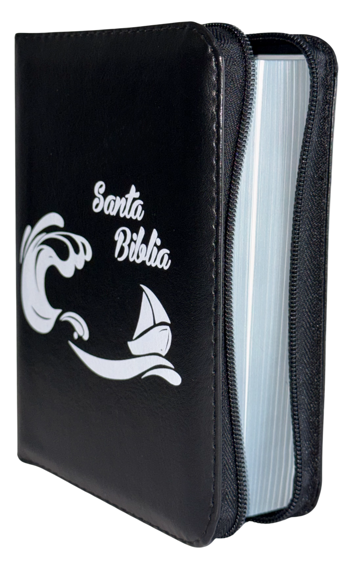 Biblia RVR 1960 Bolsillo, Negra, Canto Pintado, con Cierre y QR