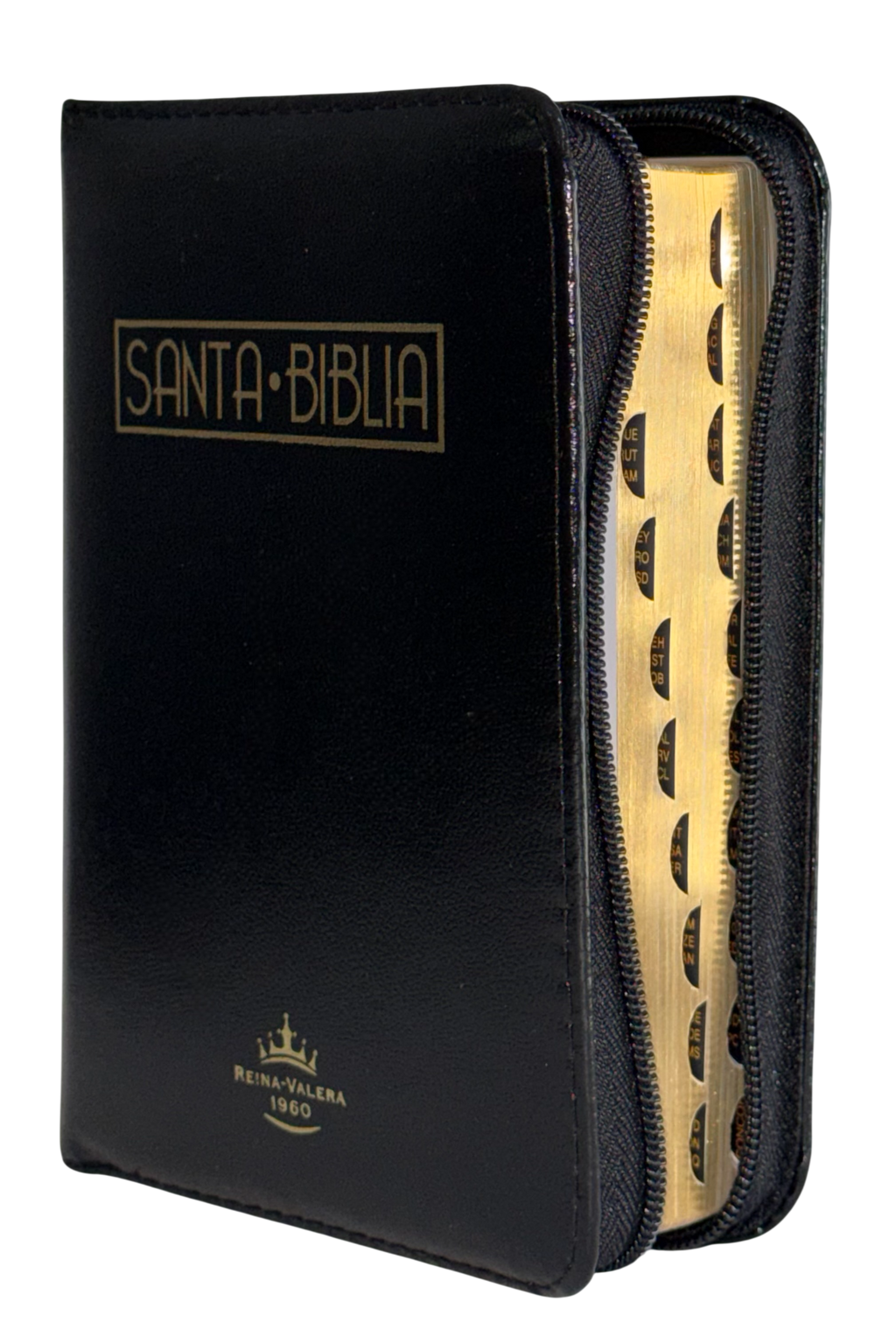 Biblia Reina Valera 1960 Negra Pequeña con Cierre, Índice y Canto Dorado