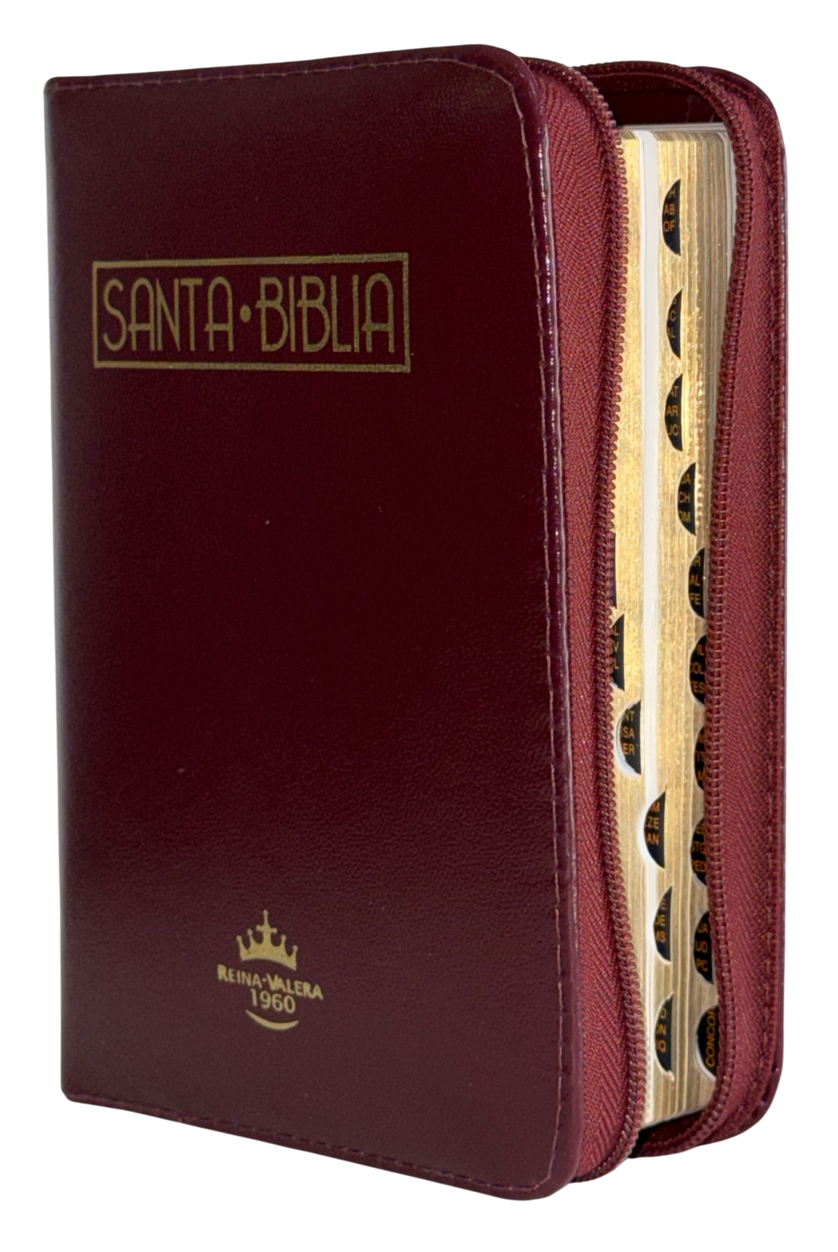 Biblia Reina Valera 1960 Vino Tinto Acolchada con Cierre, Índice y Canto Dorado