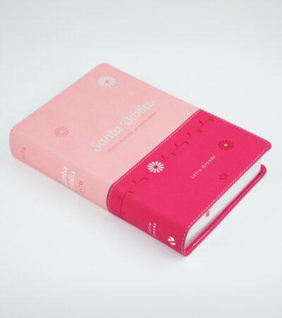 Santa Biblia NVI Letra Grande, Tamaño Manual Con Cierre – Cuero Ecologico Duo Tono Rosa